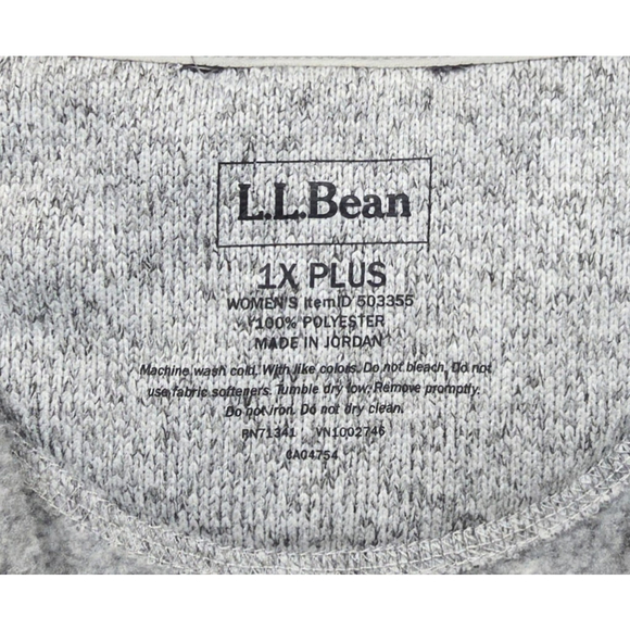 L.L.Bean Sweater Fleece Coat 1X Plus Gray Hooded Longline Jacket Zip Pockets - Picture 5 of 11
